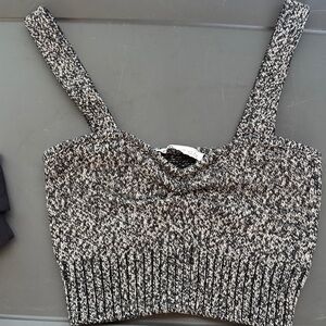 Zara Black and White Knit Crop Top